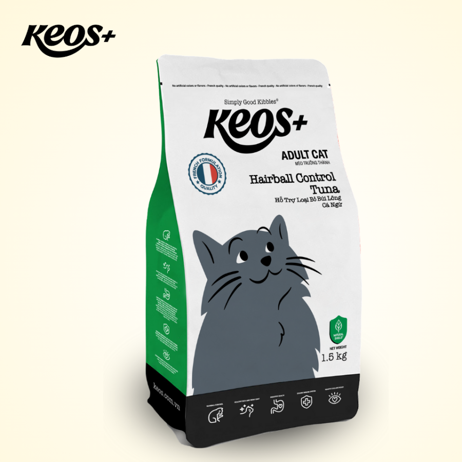 Keos+ Hairball Control for Adult Cat - Tuna Flavor